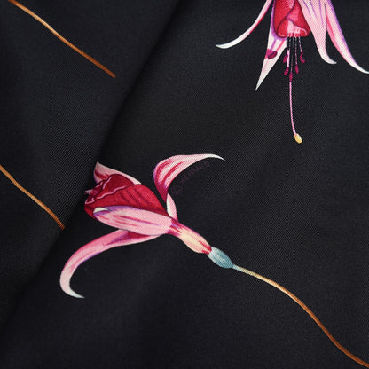 Hermes Silk Fleurs De Fuchsia Scarf 90 Black 3 of 4