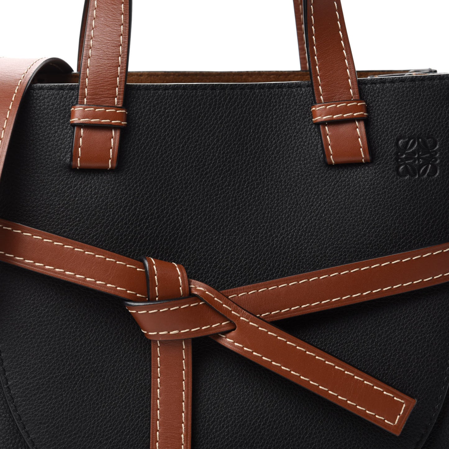 Calfskin Small Gate Tote Pecan Black