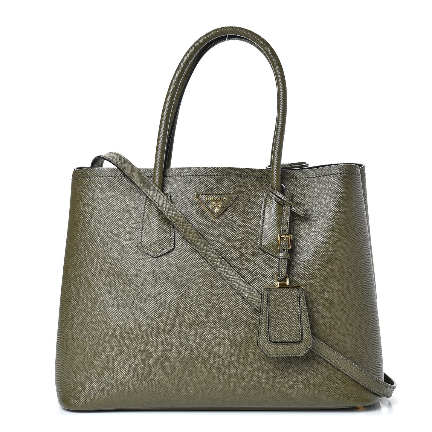 Saffiano Cuir Medium Double Bag Militare Black