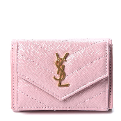 Saint Laurent Grain De Poudre Matelasse Chevron Monogram Tiny Wallet Tender Pink 1 of 10