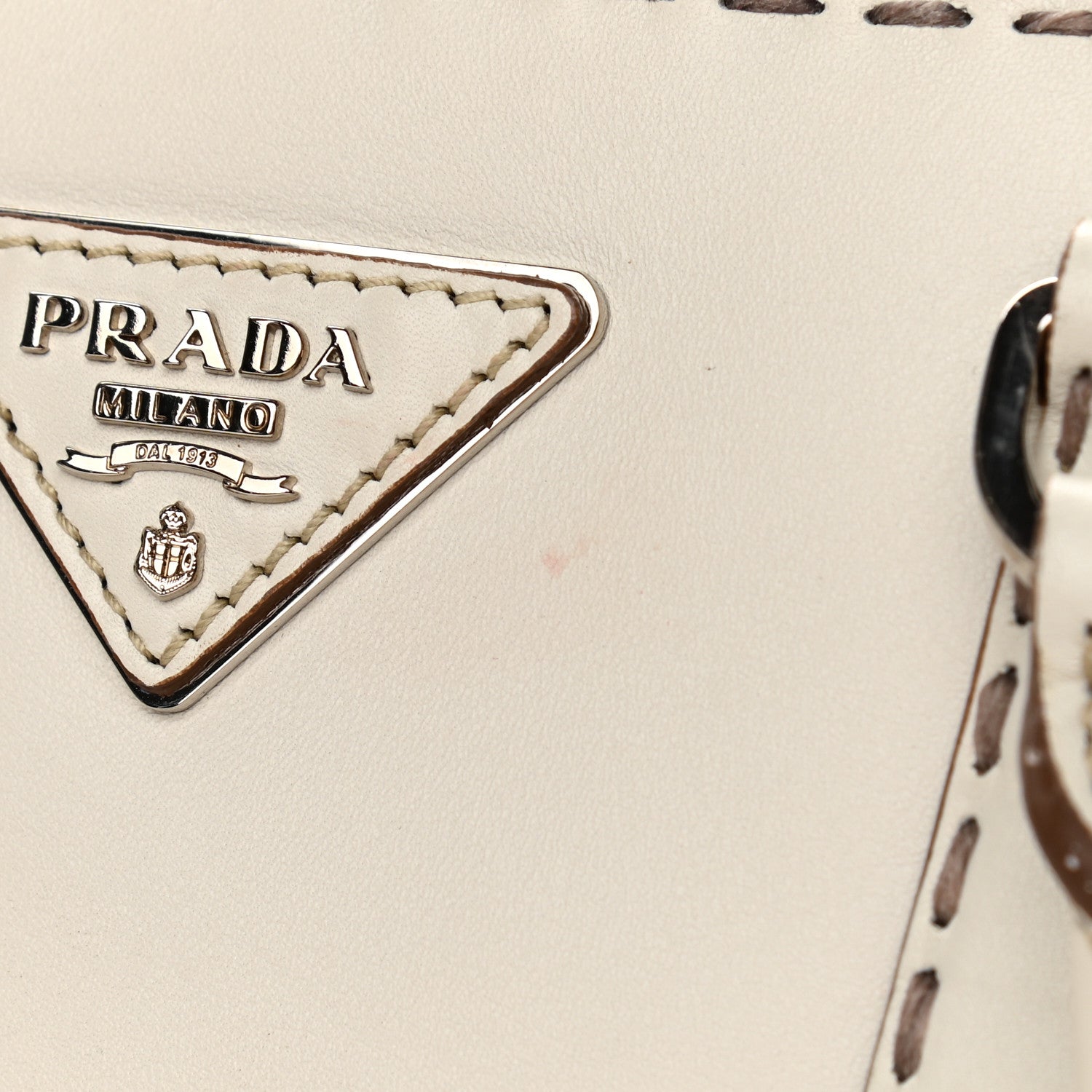 Prada City Calf Hand Stitched Small Galleria Double Zip Tote Talco 11 of 19