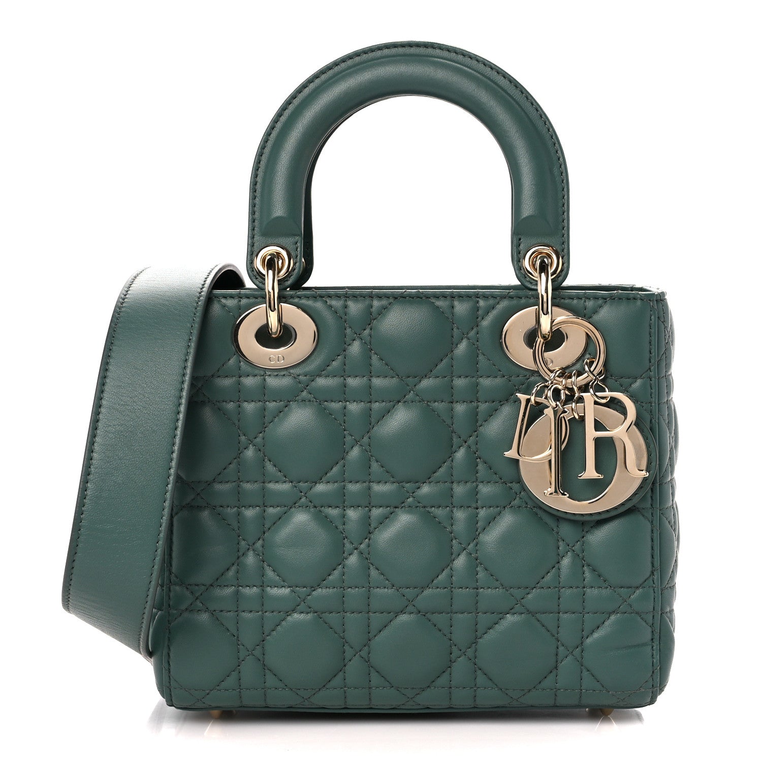 Christian Dior Lambskin Cannage Small My ABCDior Lady Dior Dark Green 1 of 11