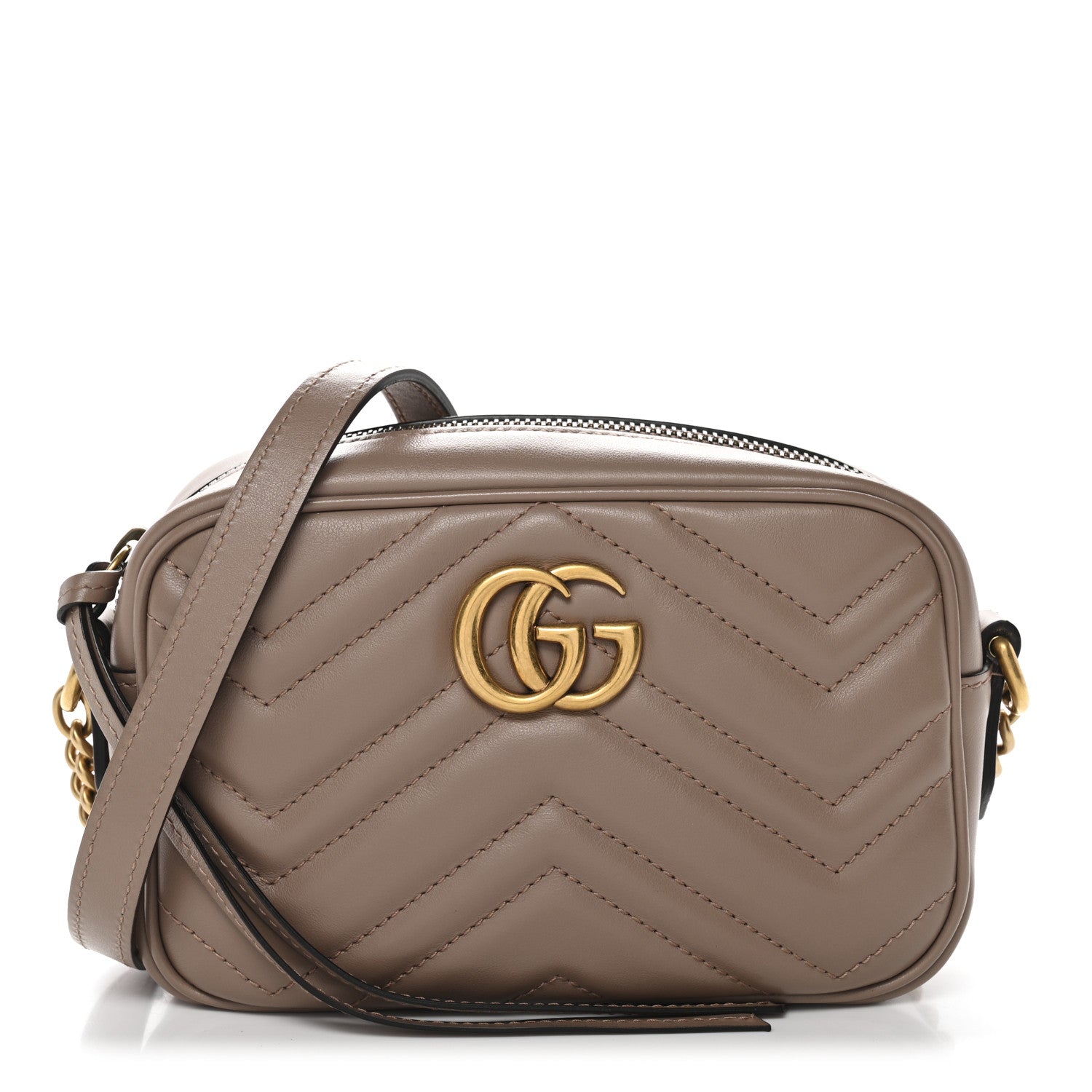 Gucci Calfskin Matelasse Mini GG Marmont Chain Shoulder Bag Porcelain Rose 1 of 9
