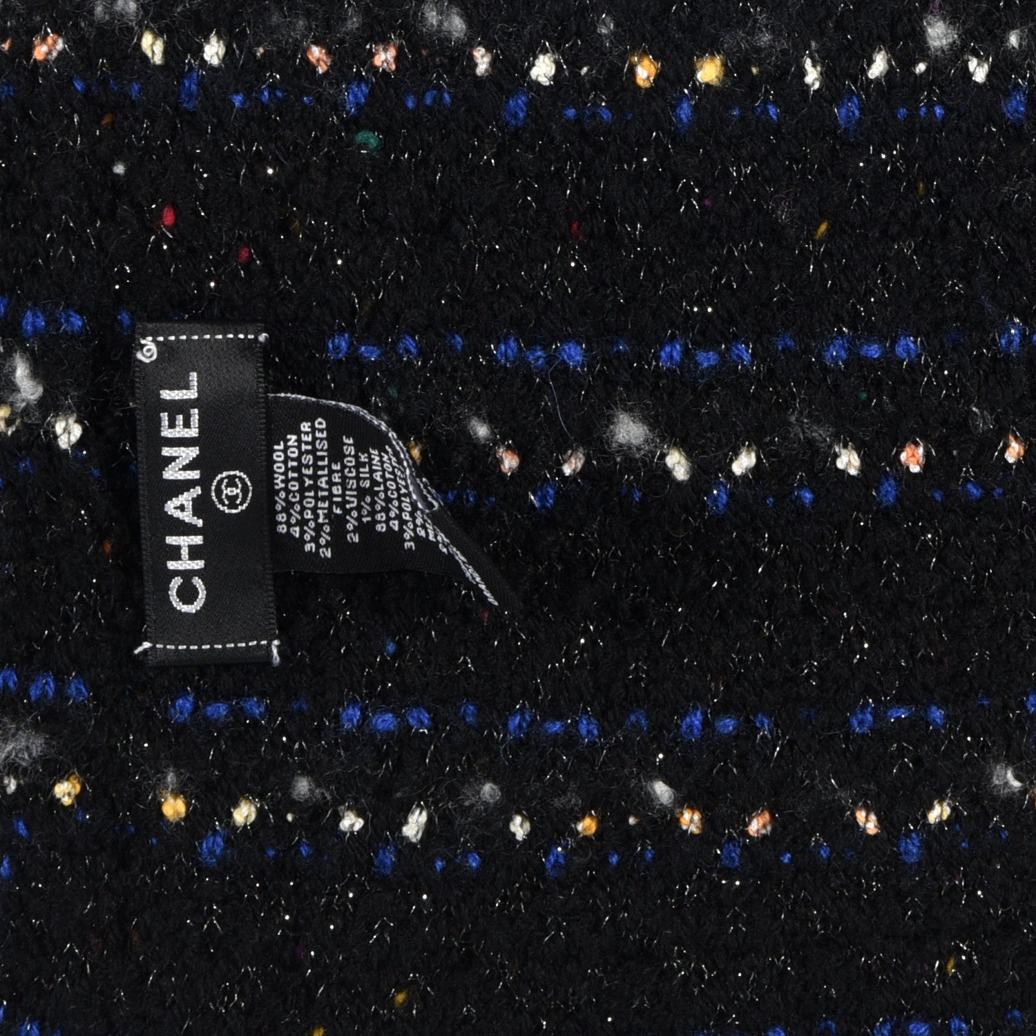 Chanel Wool Tweed Striped Scarf Multicolor 3 of 3