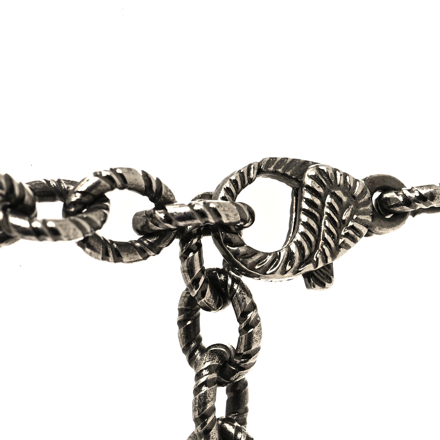 Gucci Crystal Embellished Necklace Pink Aged Silver 4 of 5