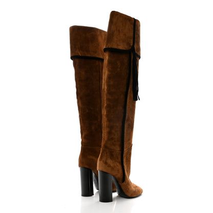Saint Laurent Suede Over The Knee Boots 36 Brown 4 of 6