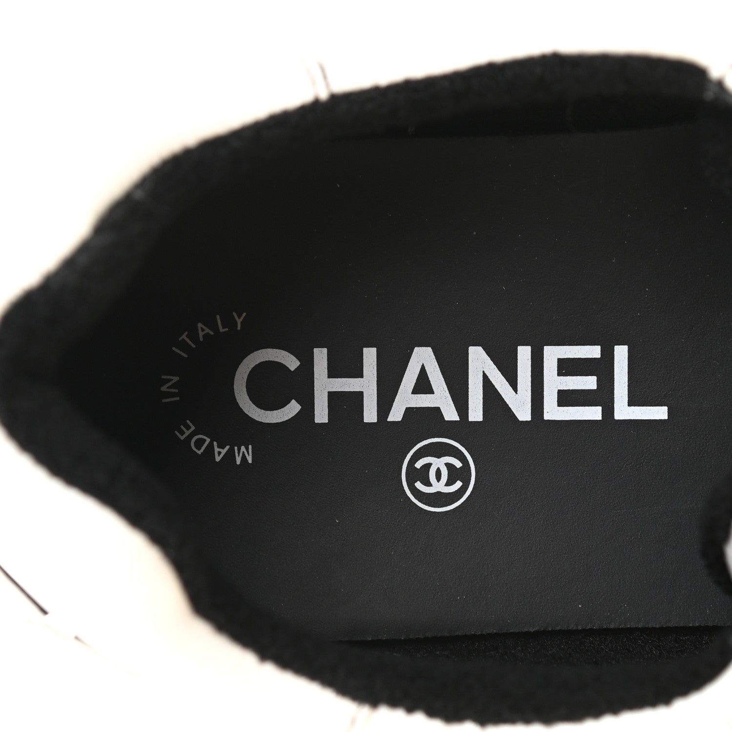 Chanel Calfskin Womens Logo Sneakers 39.5 White Black 7 of 8