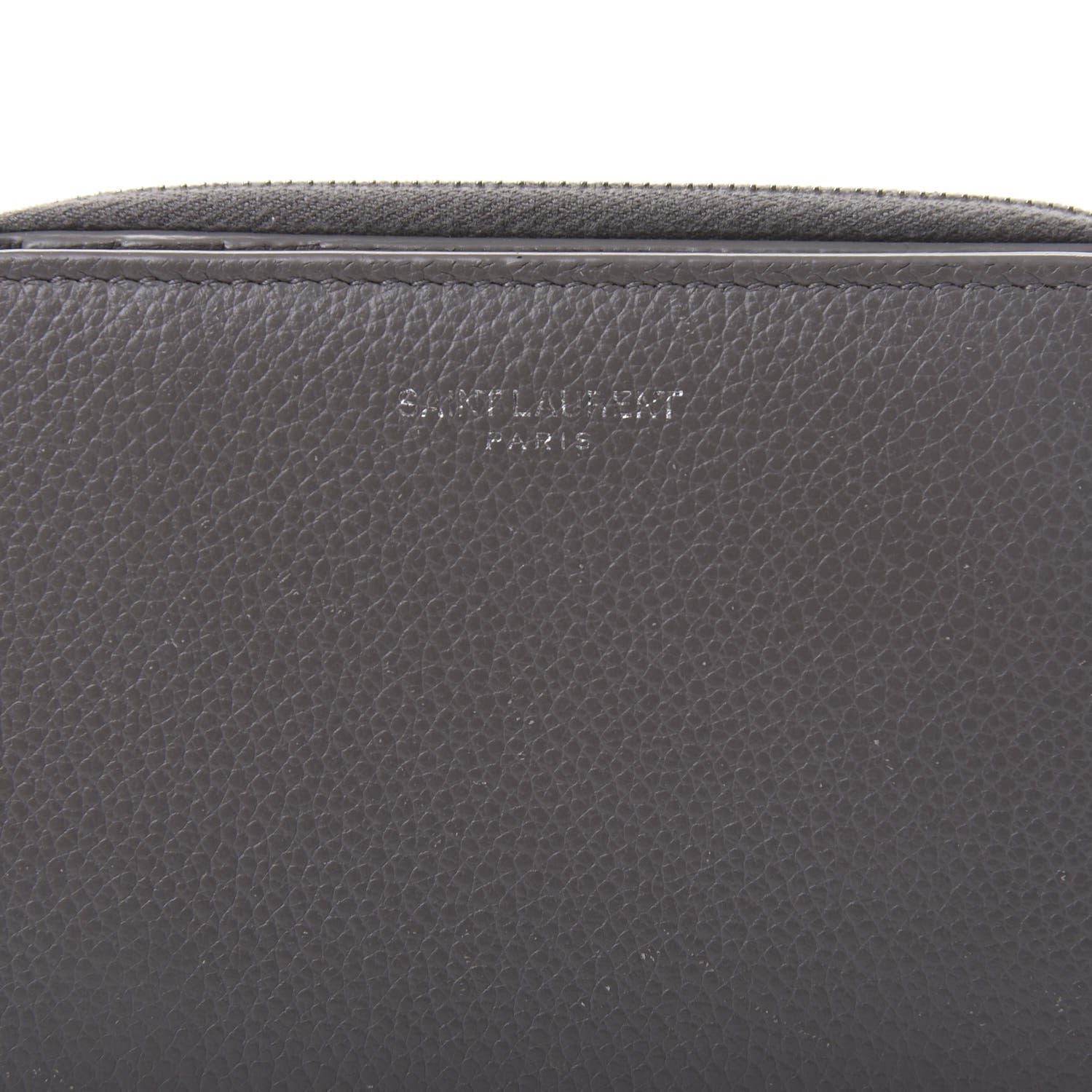 Saint Laurent Grained Calfskin Rive Gauche Compact Zip Around Wallet Fog 10 of 11