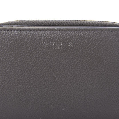 Saint Laurent Grained Calfskin Rive Gauche Compact Zip Around Wallet Fog 10 of 11