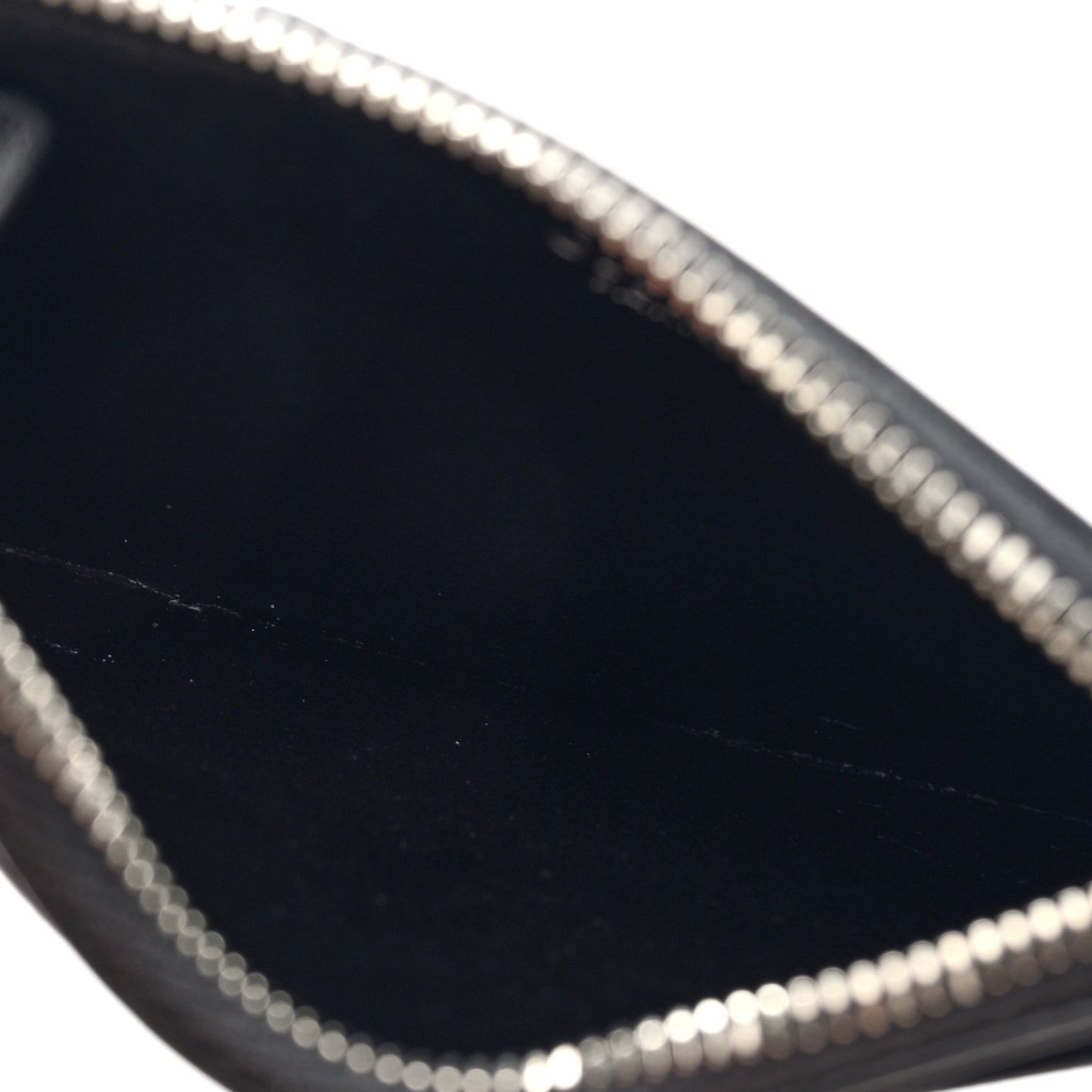 Smooth Lambskin Zip Logo Card Holder Black White