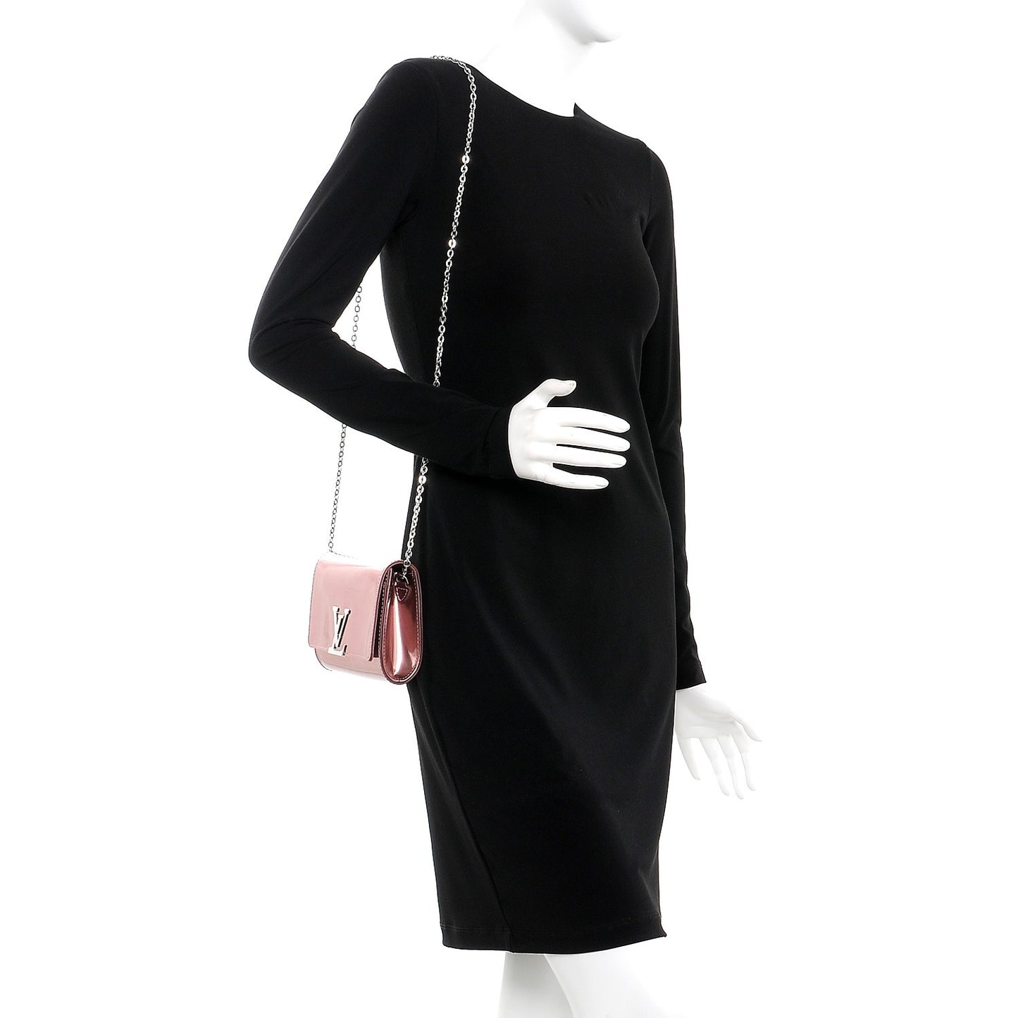 Patent Louise PM Chain Clutch Rose Cuivre