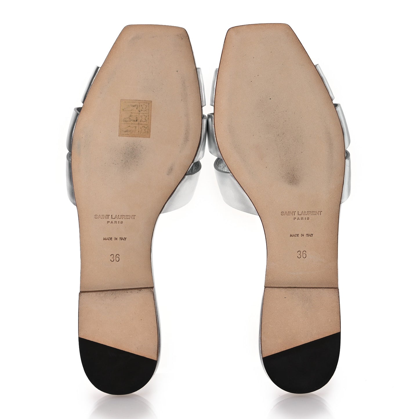 Metallic Calfskin Nu Pied 05 Slide Sandals 36 Argento
