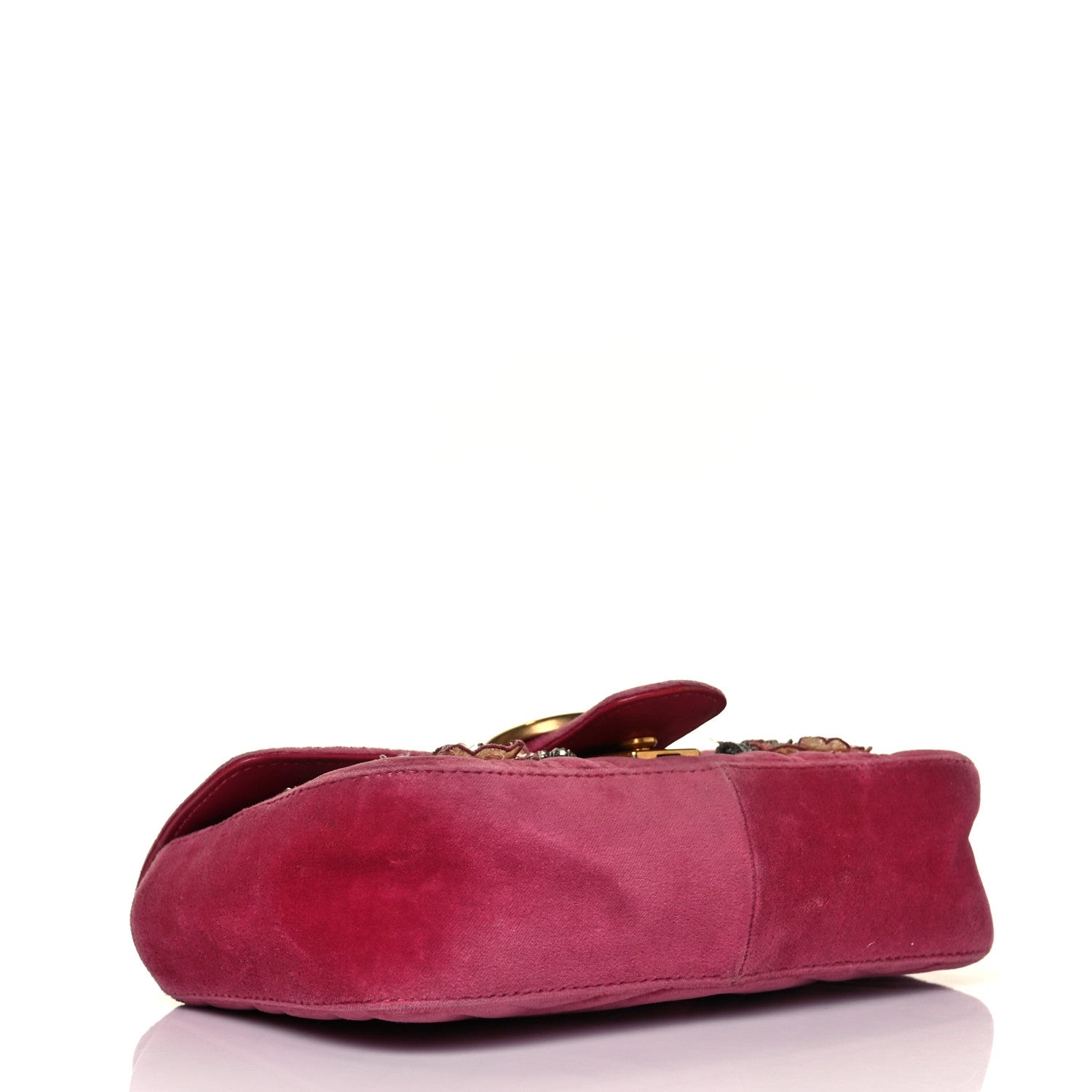 Gucci Velvet Matelasse Embroidered Mini GG Marmont Shoulder Bag Light Raspberry Rose 3 of 11