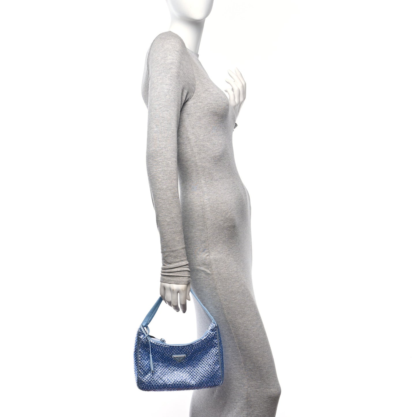 Satin Crystal Mini Re-Edition 2000 Bag Celeste