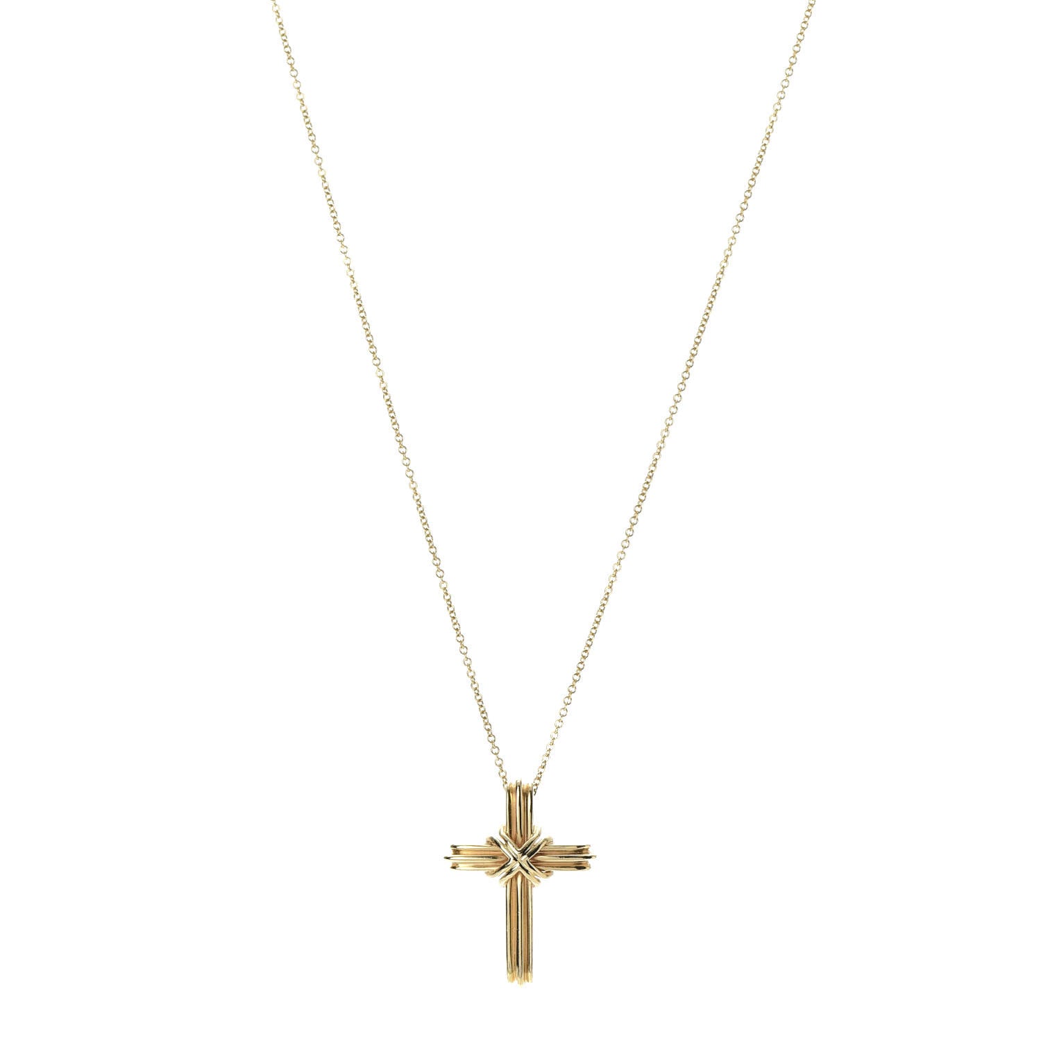 Tiffany 18K Yellow Gold Cross Pendant Necklace 1 of 6
