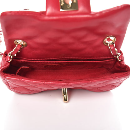Chanel Lambskin Quilted Extra Mini Flap Heart Valentine Charms Red 5 of 9