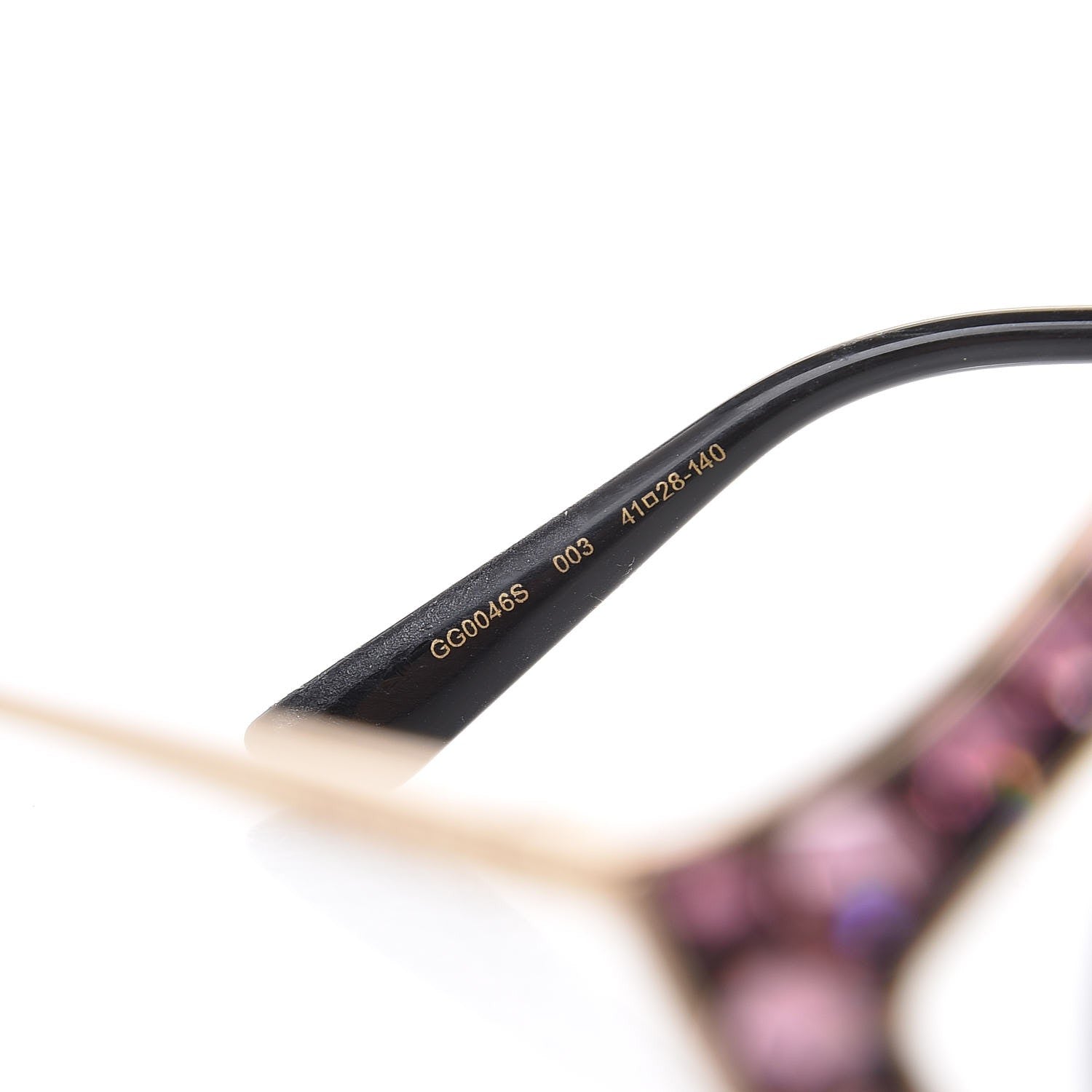 Gucci Metal Crystal Cat Eye Sunglasses GG0046S Light Pink 7 of 8