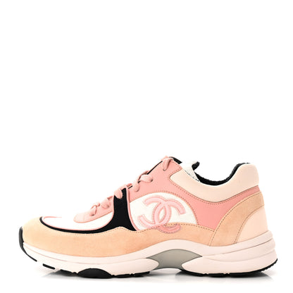Chanel Nylon Lambskin Suede Calfskin CC Sneakers 41 Pink 1 of 12