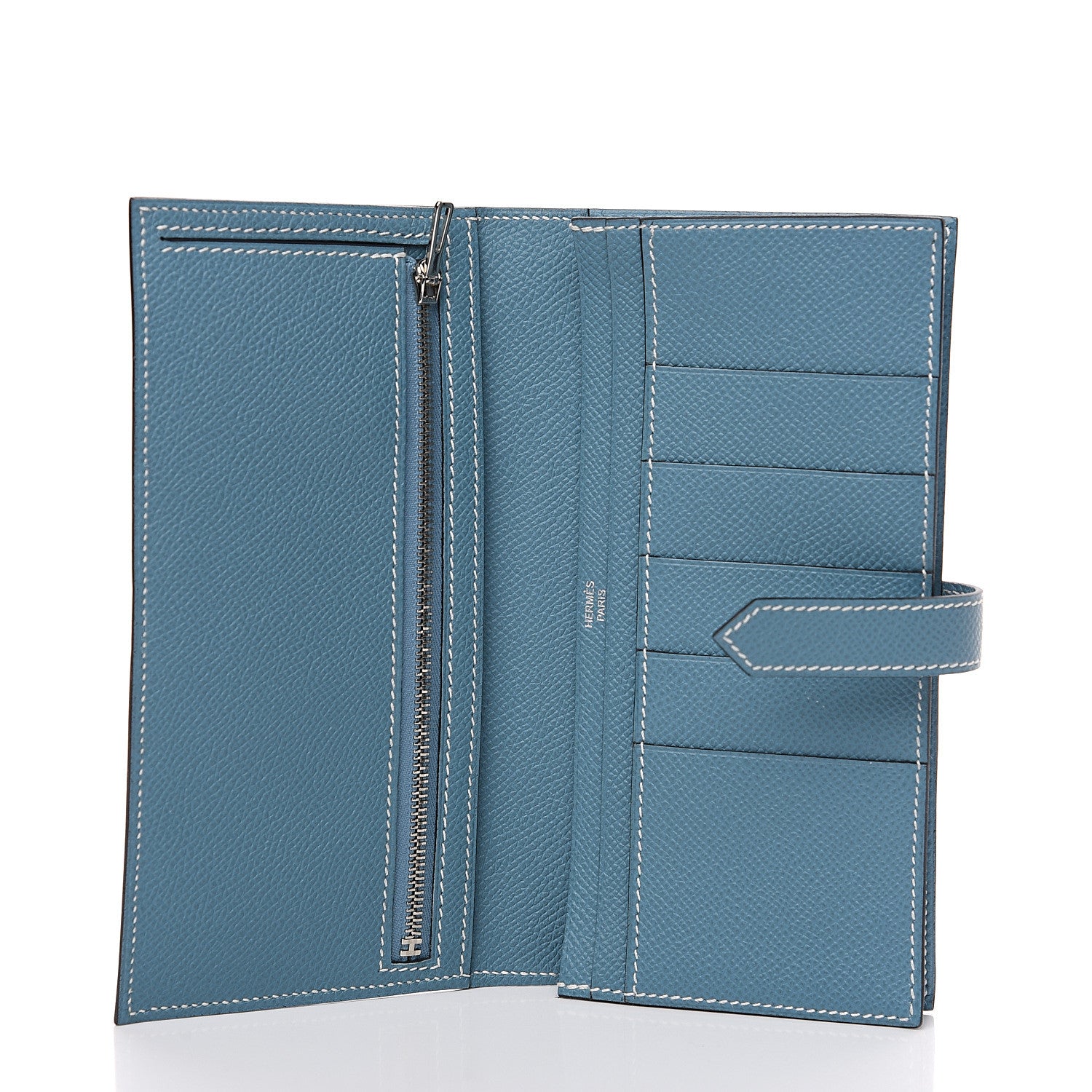 Hermes Epsom Bearn Gusset Wallet Blue Jean 4 of 6