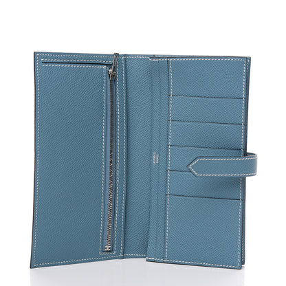Hermes Epsom Bearn Gusset Wallet Blue Jean 4 of 6