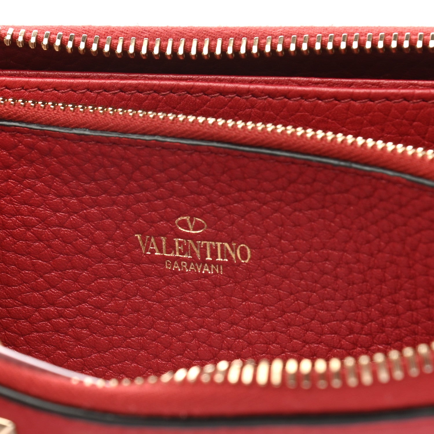 Valentino Garavani Pebbled Calfskin Rockstud Zip Around Wallet Rosso Valentino 6 of 9