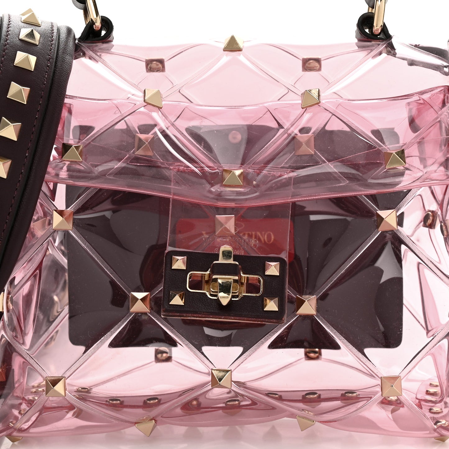 PVC Mini Candystud Top Handle Bag Rubin