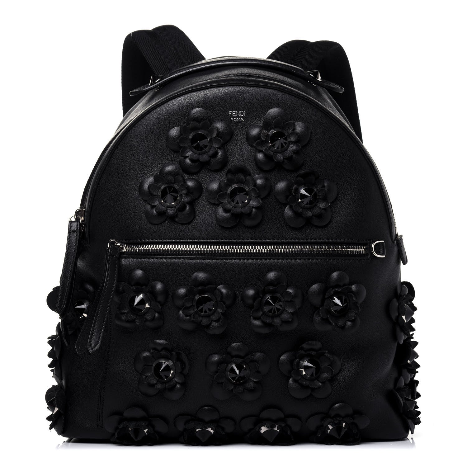 Fendi Vitello Dolce All Over Flowerland Large Backpack Black 1 of 13