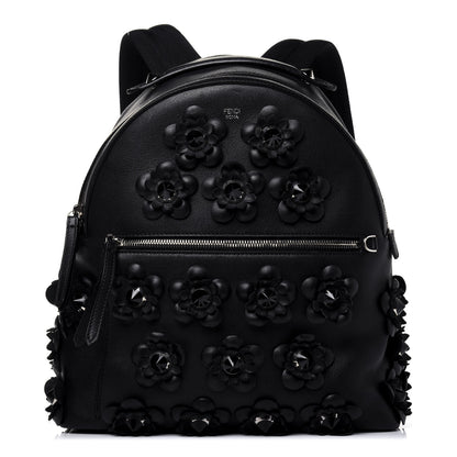 Fendi Vitello Dolce All Over Flowerland Large Backpack Black 1 of 13