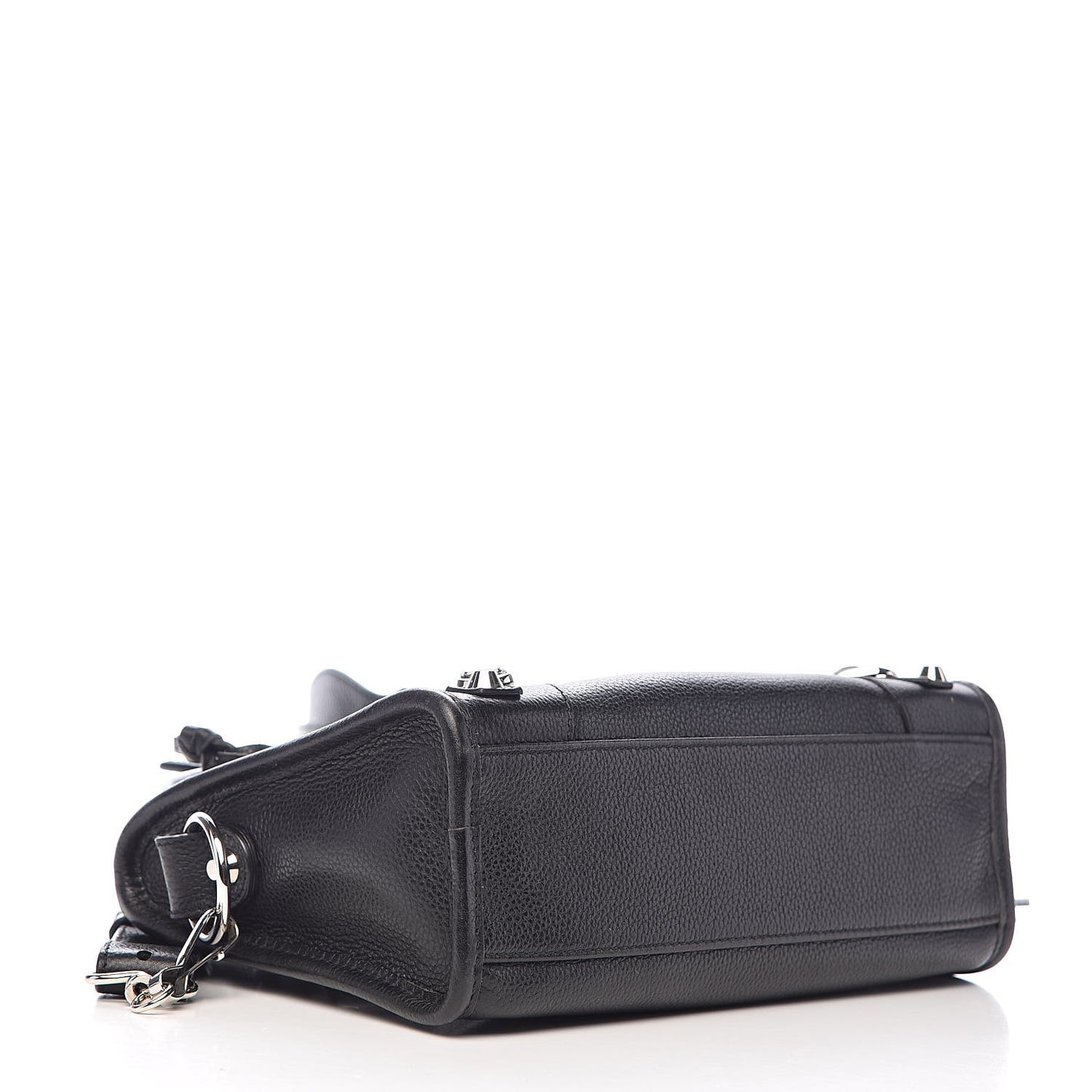 Grained Calfskin Classic Silver Hardware Mini City Black