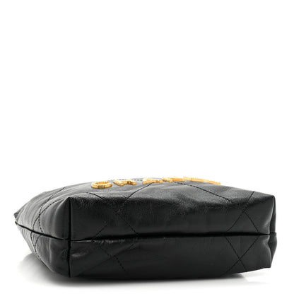 Chanel Shiny Crumpled Calfskin Quilted Pearl Mini Chanel 22 Black 4 of 10