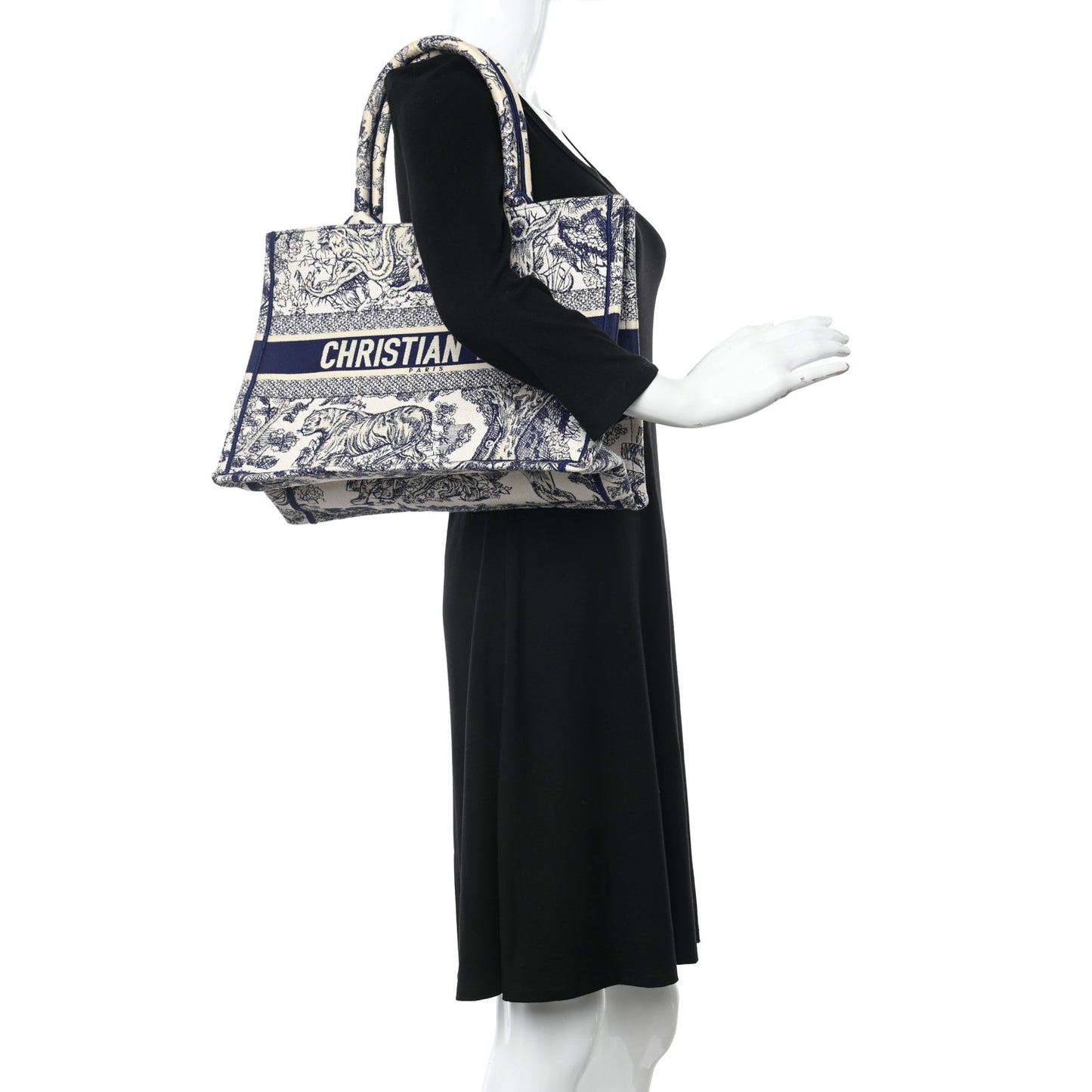 Canvas Embroidered Medium Dioriviera Toile De Jouy Book Tote Blue