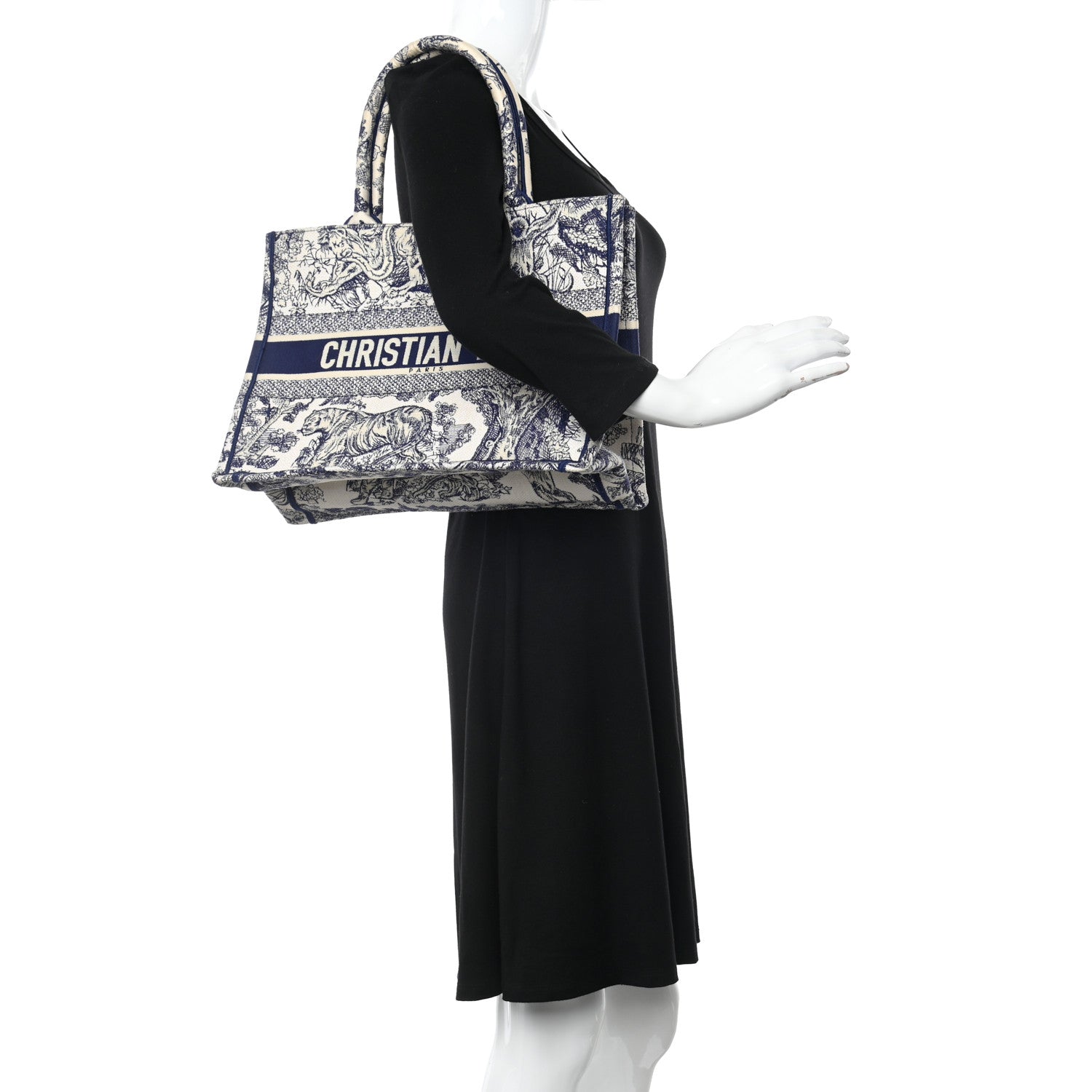 Christian Dior Canvas Embroidered Medium Dioriviera Toile De Jouy Book Tote Blue 2 of 13