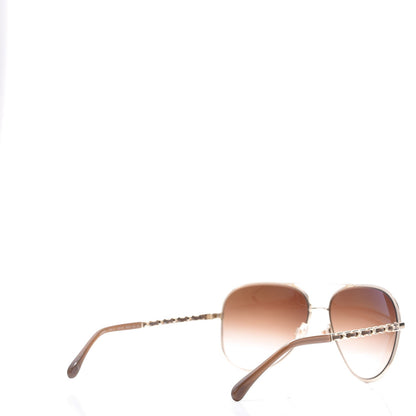 Chanel Lambskin Aviator Chain Sunglasses 4194-Q Gold 4 of 9