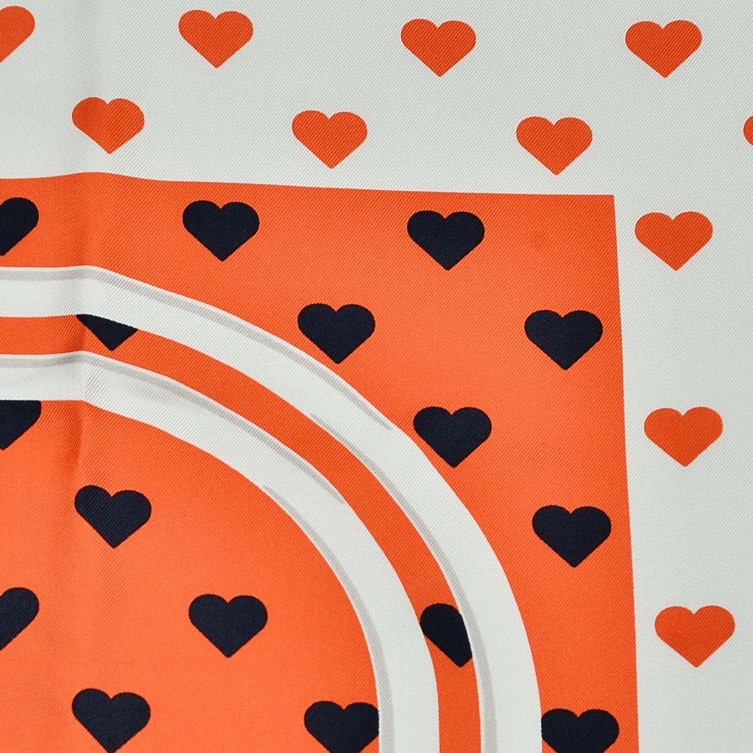 Hermes Silk Brides De Gala Love Scarf 90 Orange Marine White 6 of 7