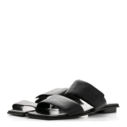 Chanel Lambskin CC Flat Sandals 38.5 Black 4 of 13