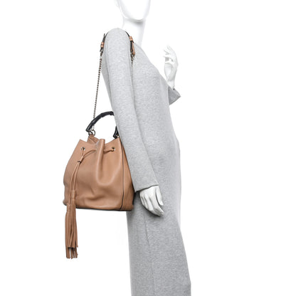 Gucci Pebbled Calfskin Miss Bamboo Bucket Bag Camelia 2 of 10