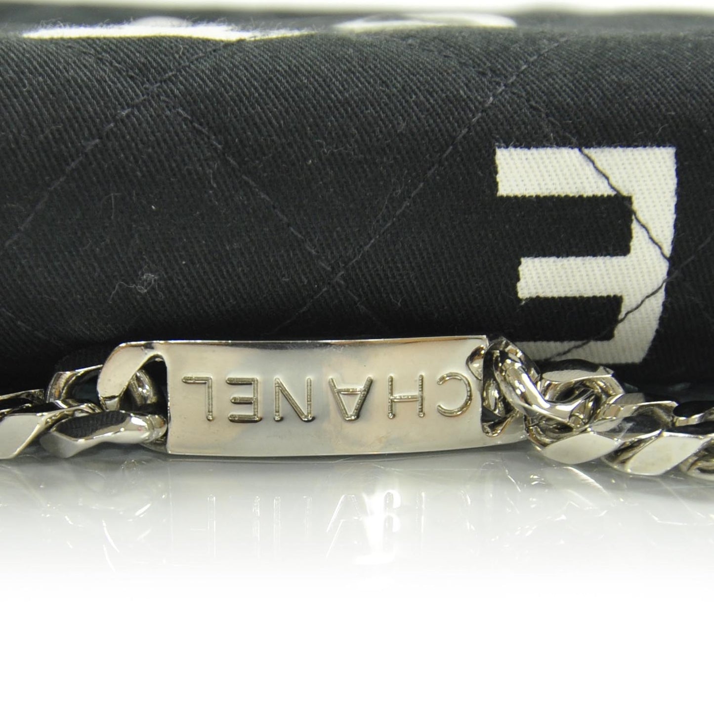 Canvas Quilted Coco ID Chain Bag Black