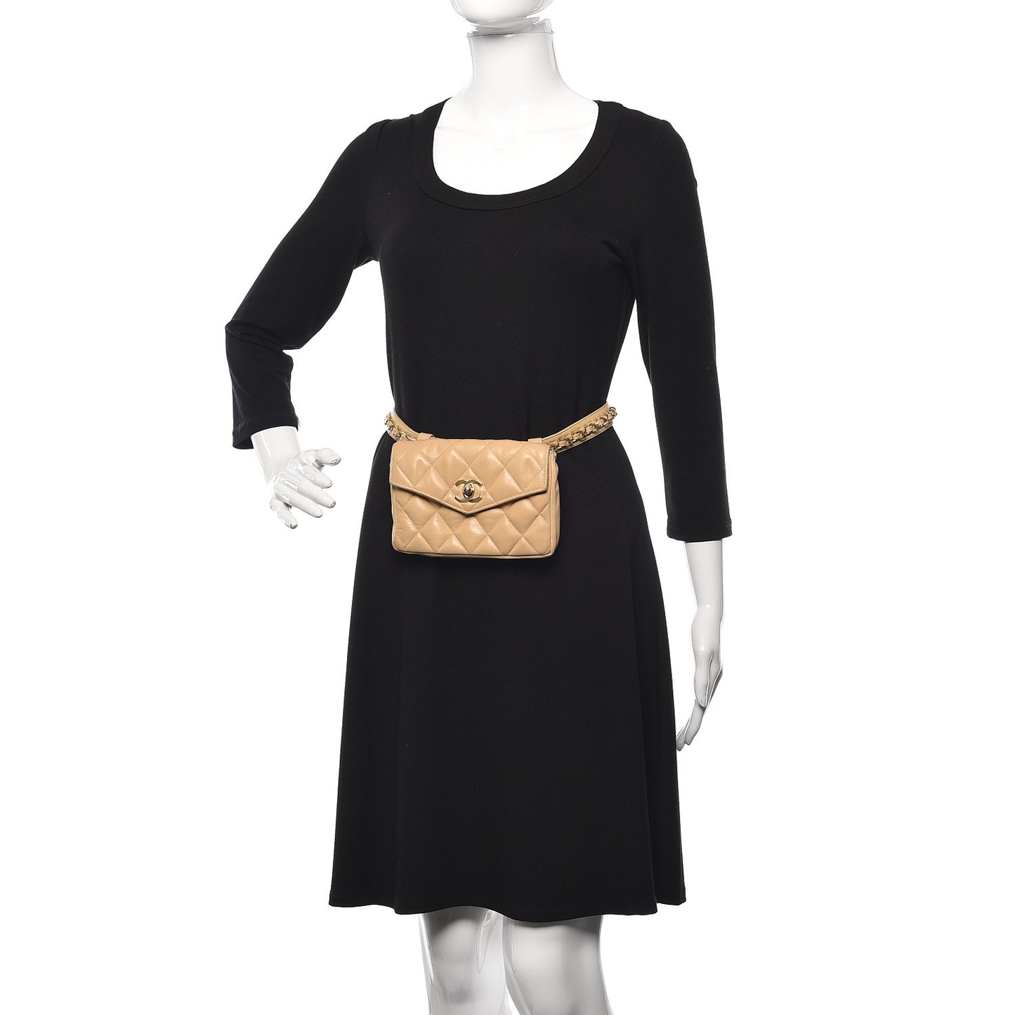Lambskin Quilted Flap Waist Belt Bag 70 28 Beige