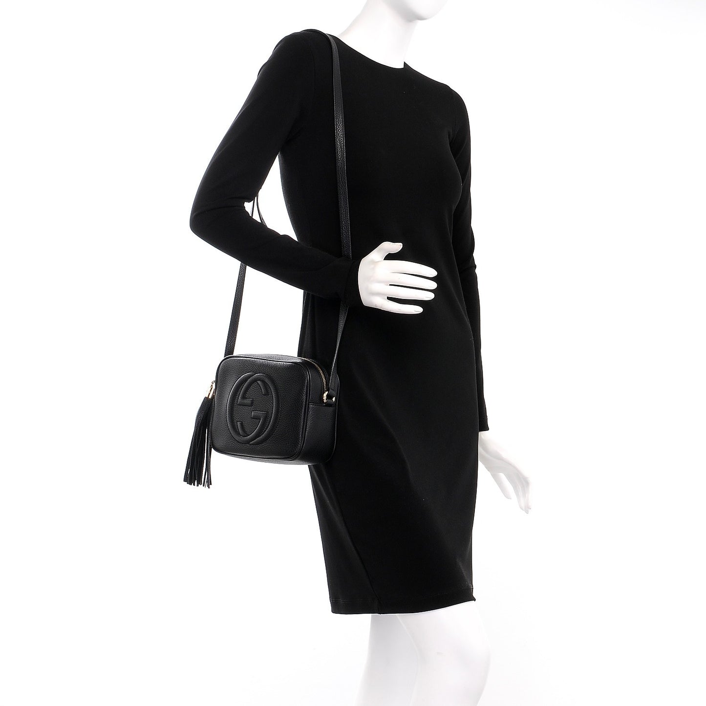 Pebbled Calfskin Small Soho Disco Bag Black