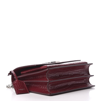 Saint Laurent Calfskin Crocodile Embossed Medium Monogram Sunset Palissandre 4 of 8