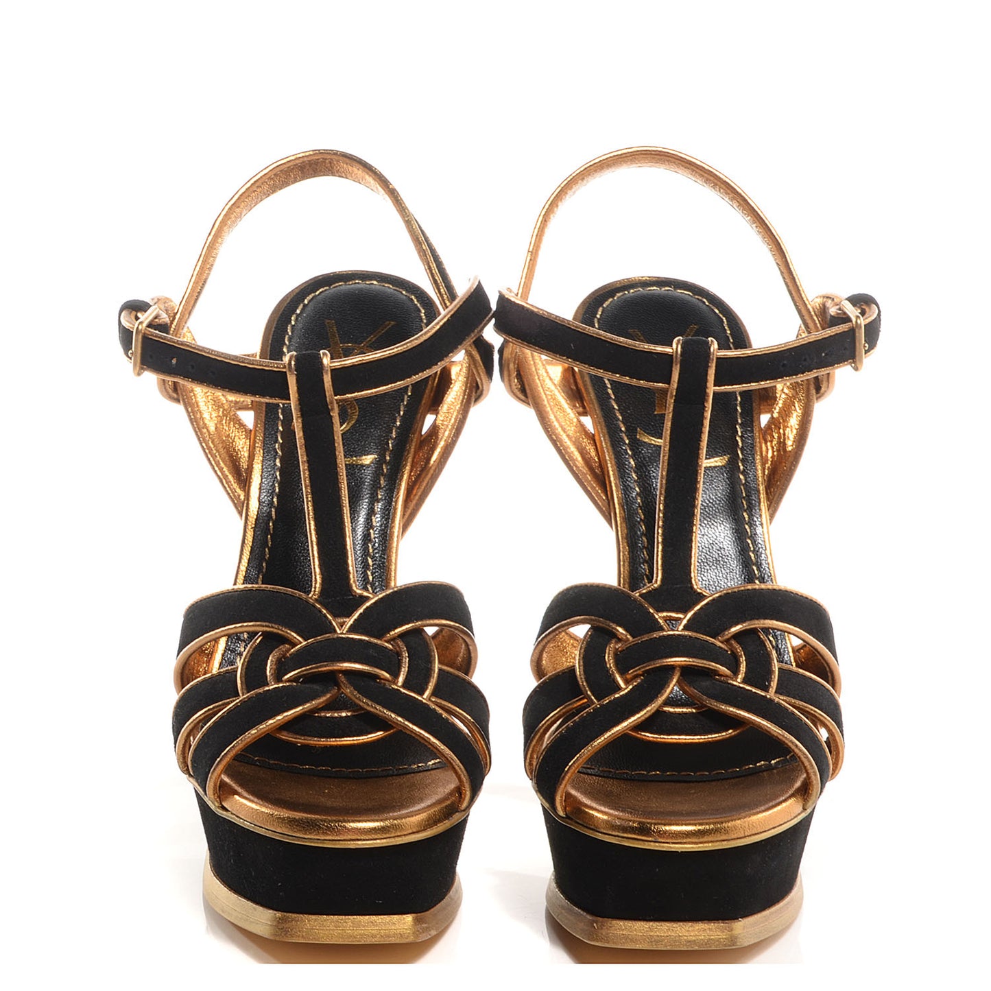 Suede Tribute 105 Platform Sandals Black Gold 35.5