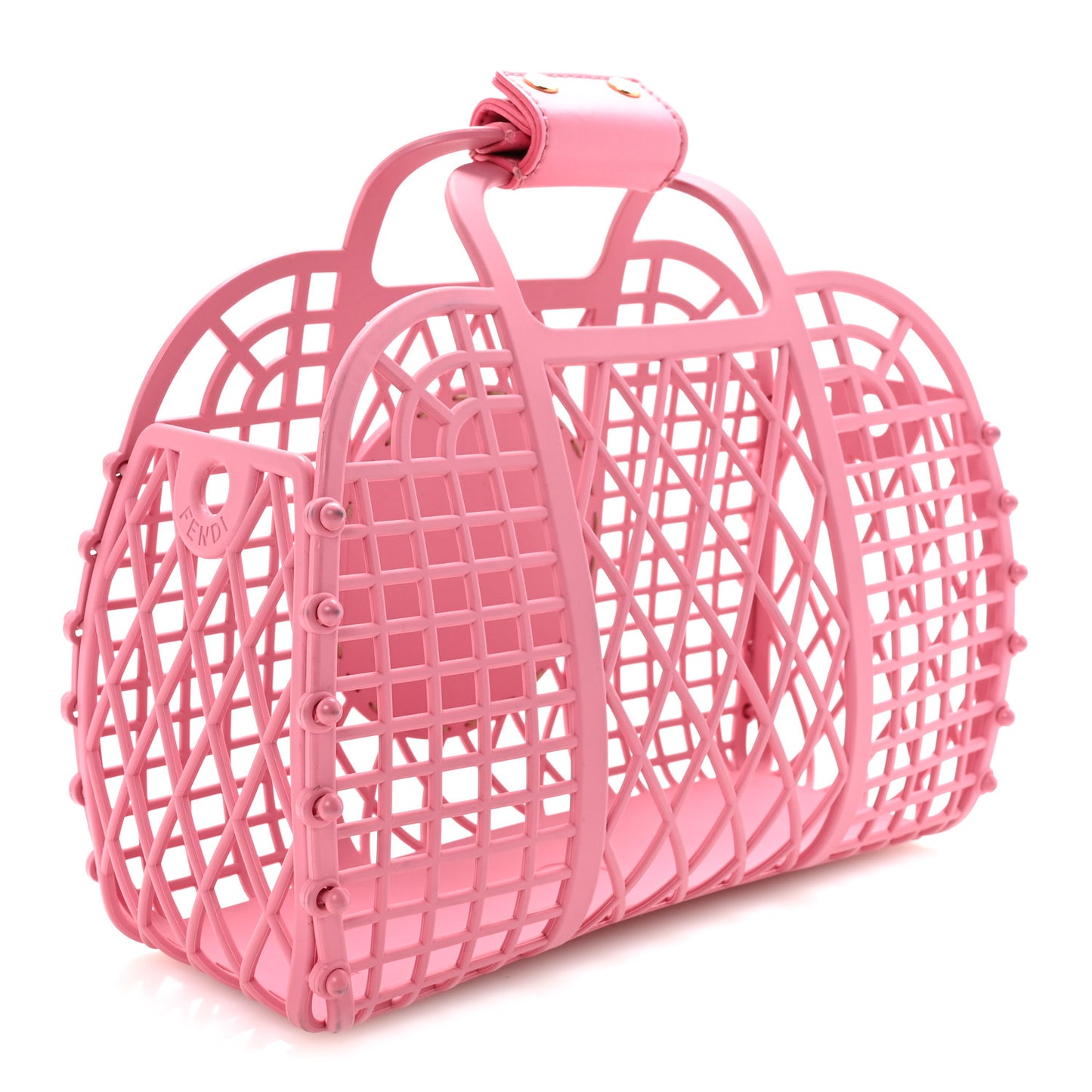 Recycled Plastic Vitello Liberty Matte Small Fendi Basket Rosa