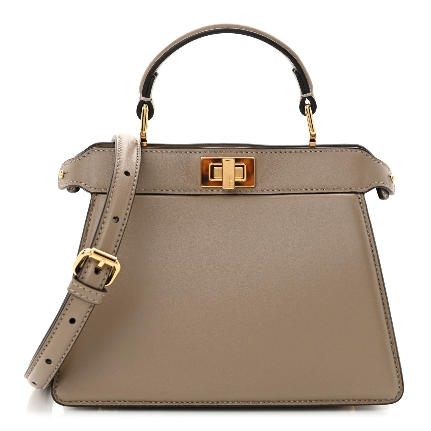 Fendi Shiny Nappa Plexiglass Petite Peekaboo I SEE U Satchel Tortora 1 of 11