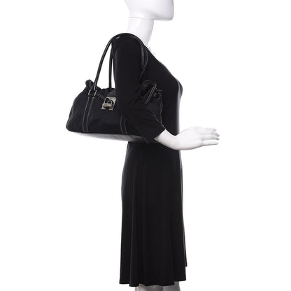 Prada Tessuto Nylon Twist Soft Calfskin Shoulder Bag Black 2 of 10