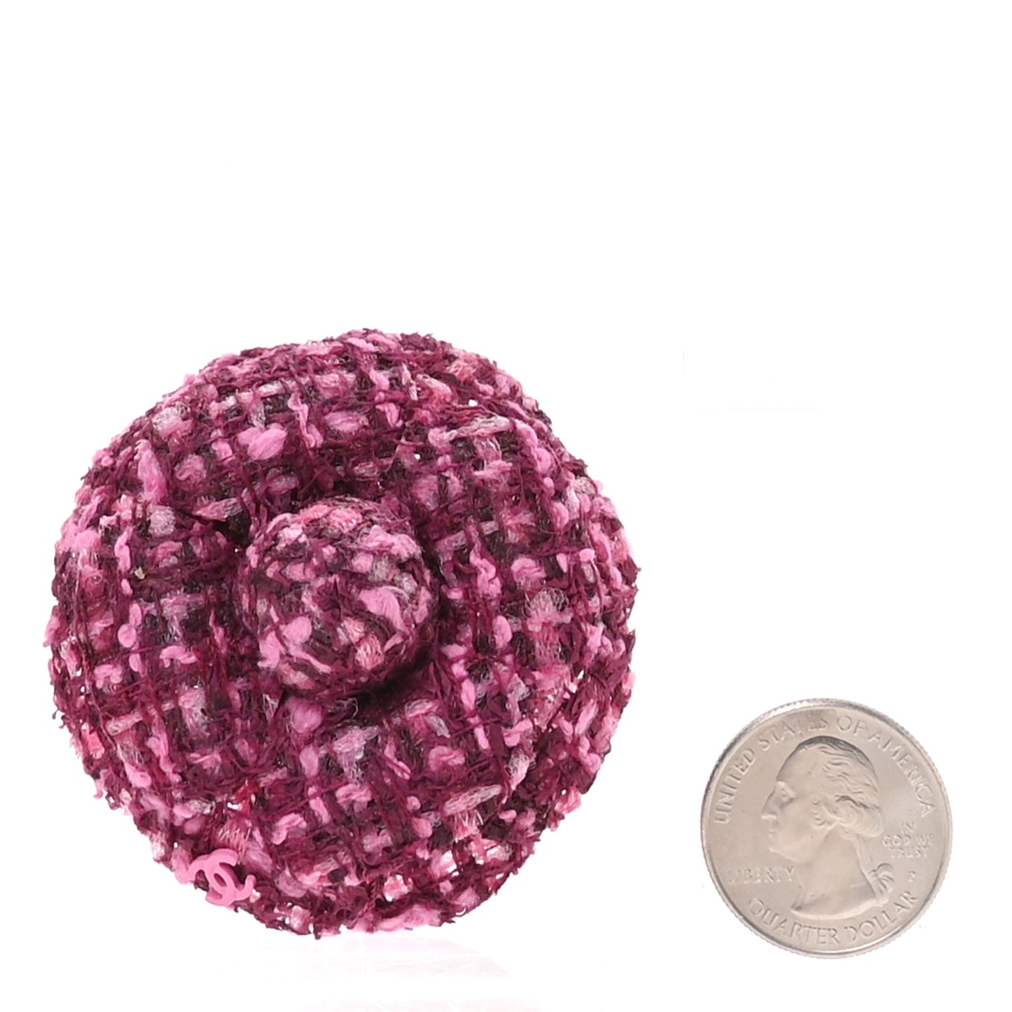 Tweed Camellia Pin Brooch Pink