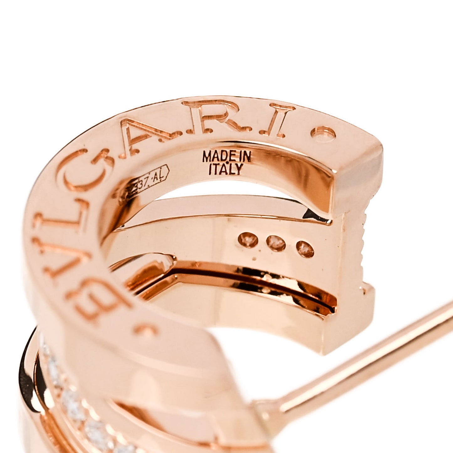 18K Rose Gold Diamond B.Zero1 Legend Hoop Earrings