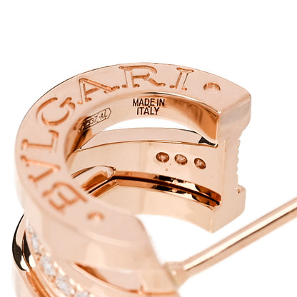 Bulgari 18K Rose Gold Diamond B.Zero1 Legend Hoop Earrings 5 of 6