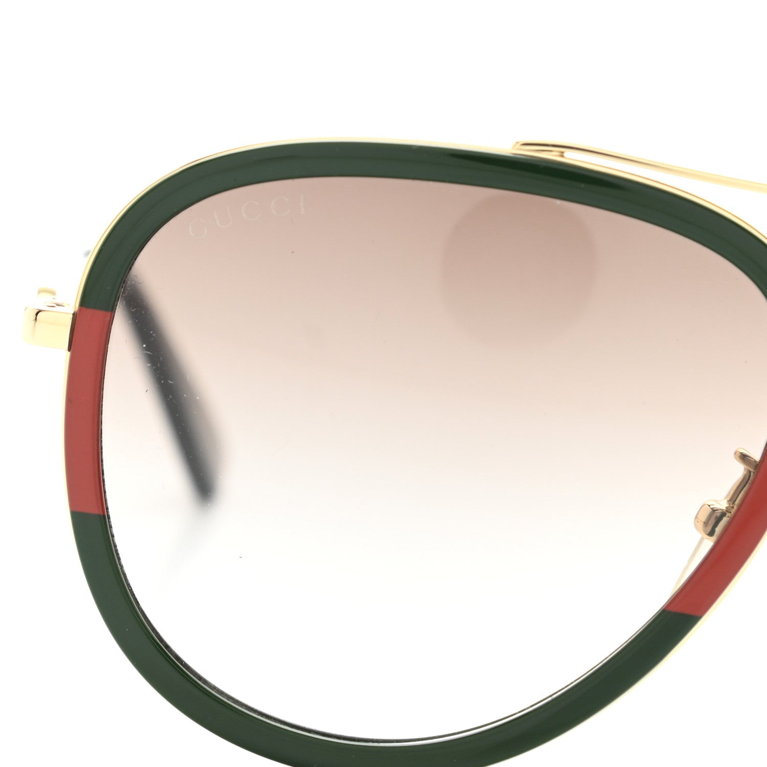 Gucci Metal Web Aviator Sunglasses GG0062S Green Red 5 of 7