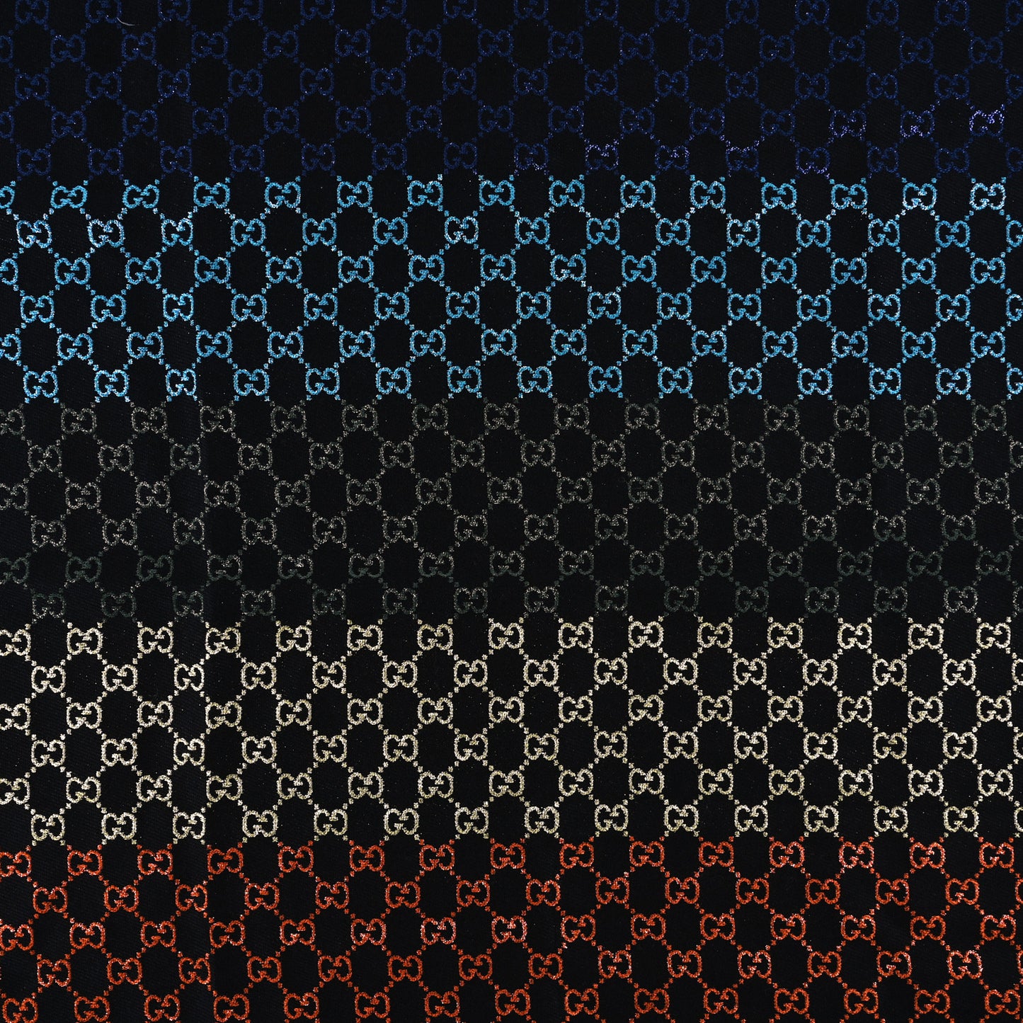 Viscose Cotton Silk Jacquard GG Monogram Shiny Summer Square Shawl Black Multicolor