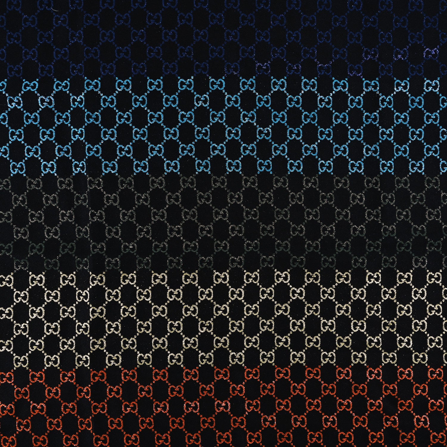 Gucci Viscose Cotton Silk Jacquard GG Monogram Shiny Summer Square Shawl Black Multicolor 2 of 6